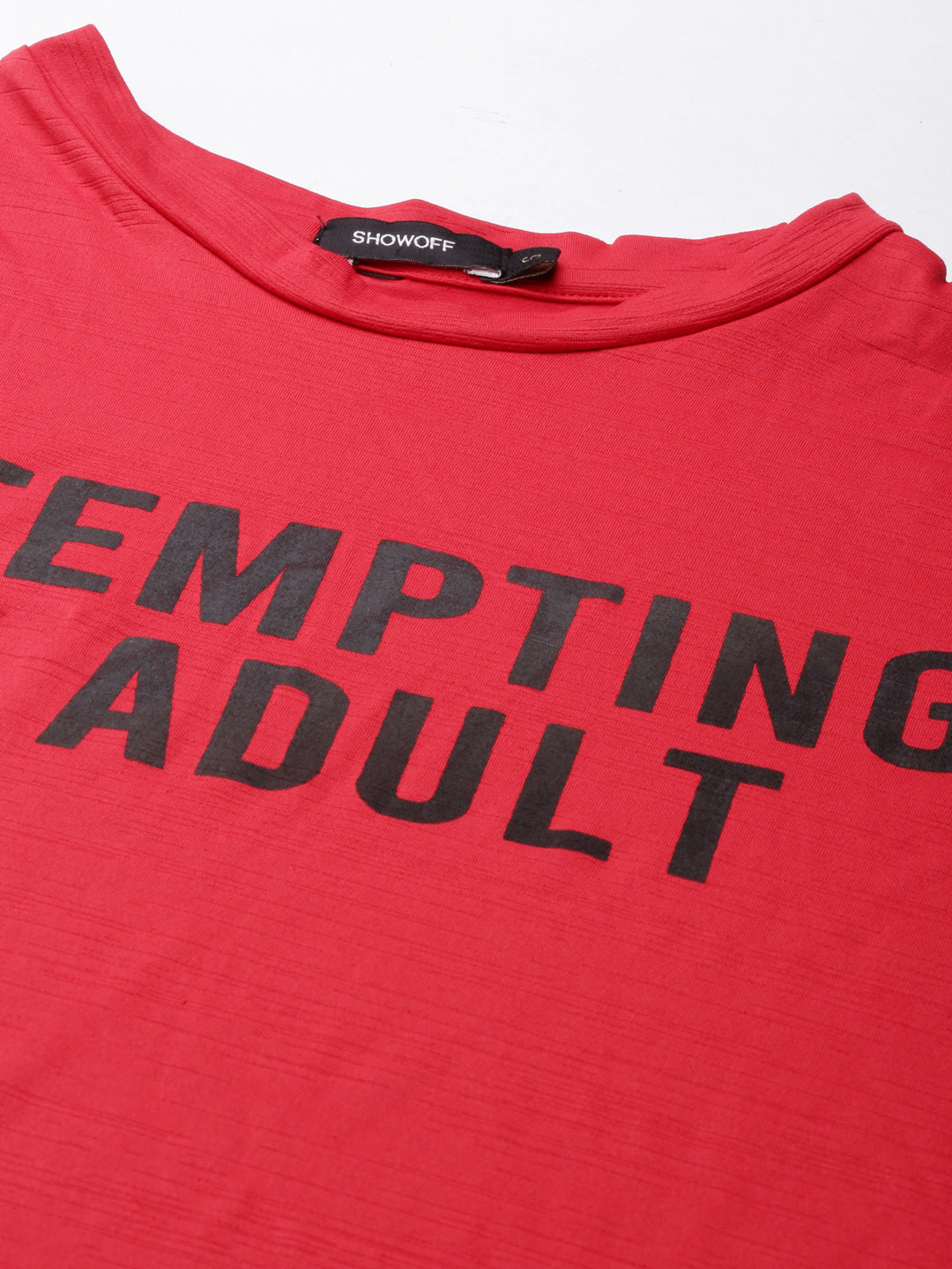 Women's Red Typography Printed T-shirt Dress