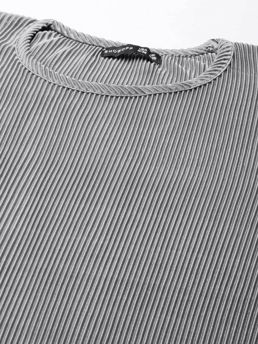 Women's Grey Self Design Satin A-Line Dress