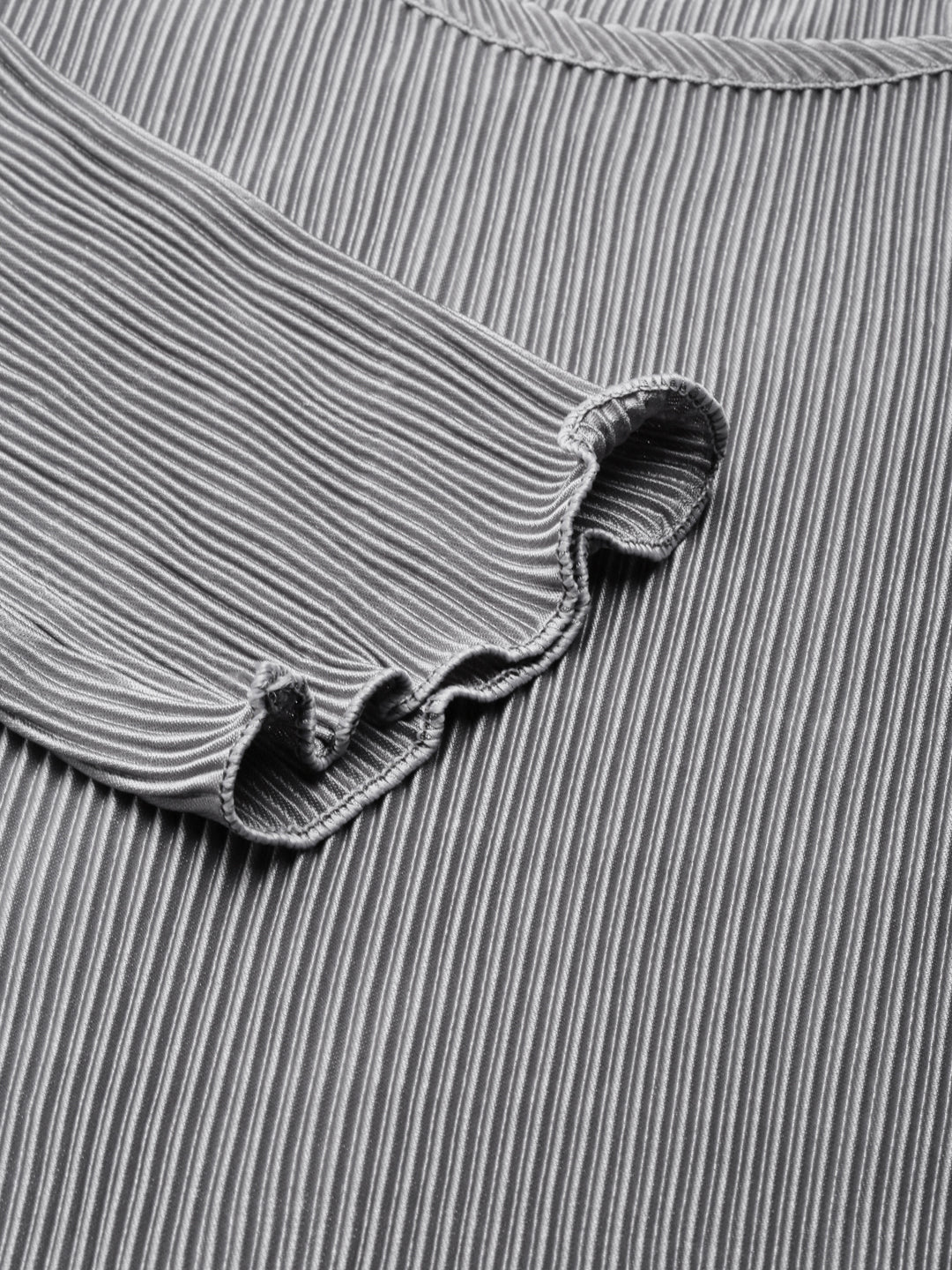 Women's Grey Self Design Satin A-Line Dress