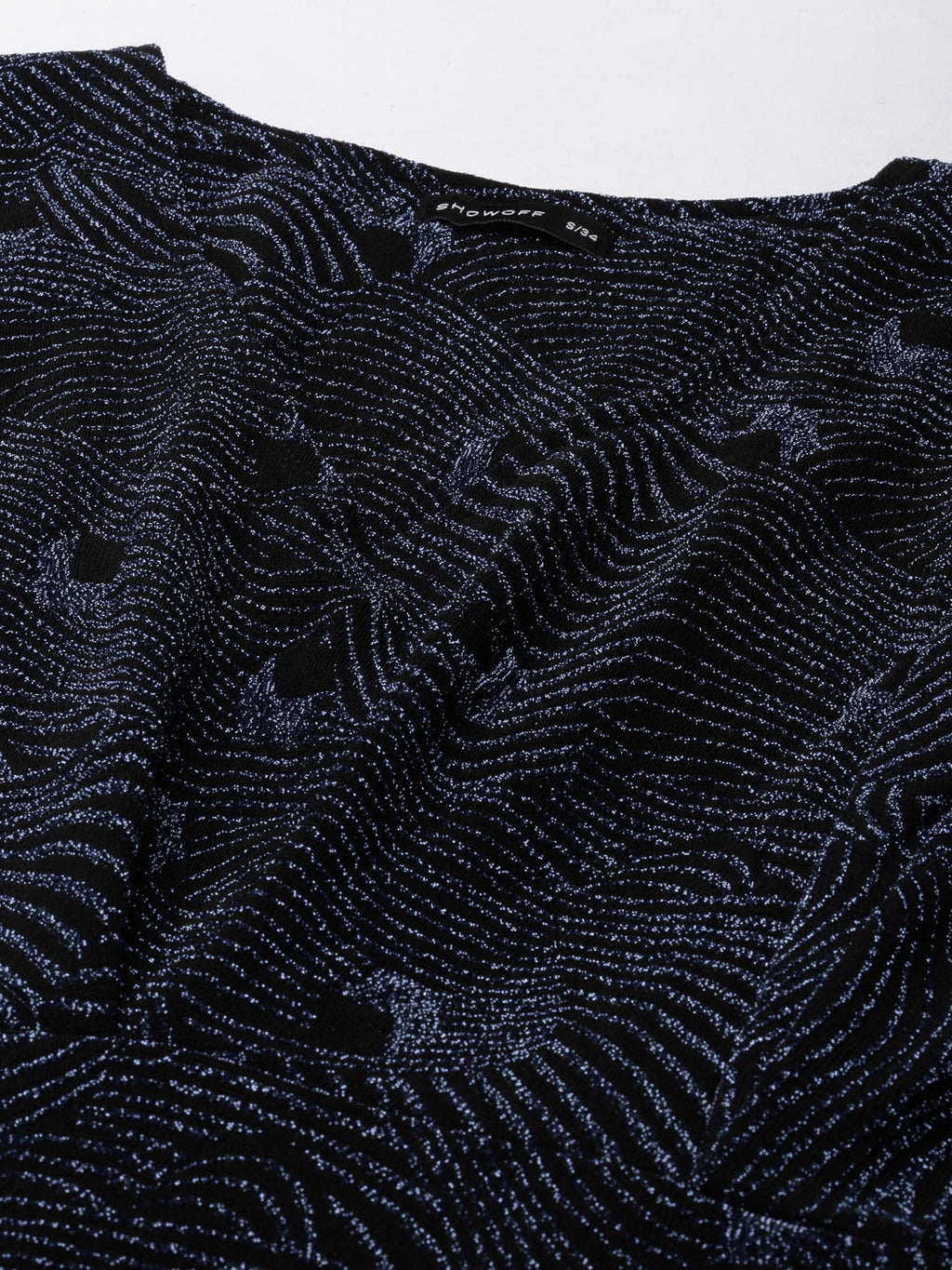 Women's Blue Embellished Flared Sleeves A-Line Mini Dress