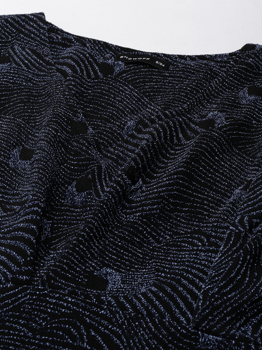 Women's Blue Embellished Flared Sleeves A-Line Mini Dress