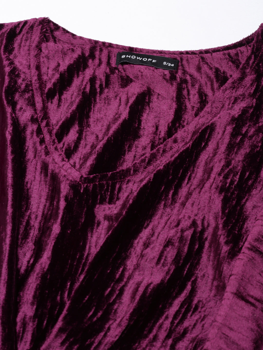 Women's Purple V-Neck Kimono Sleeves Fit & Flare Dress