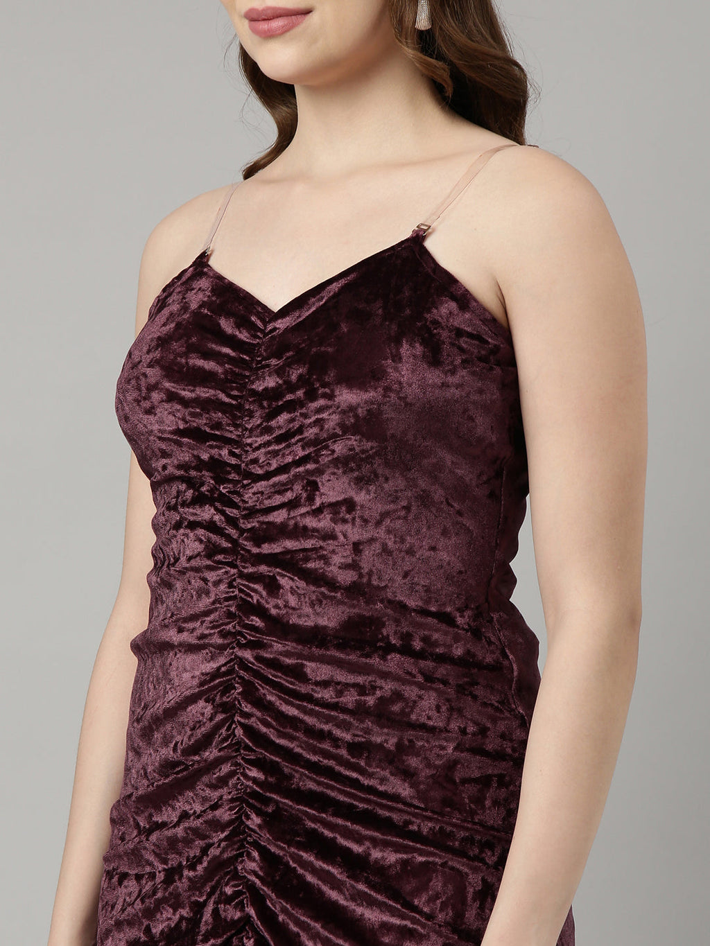 Women's Purple Shoulder Straps Knee Length Sheath Dress