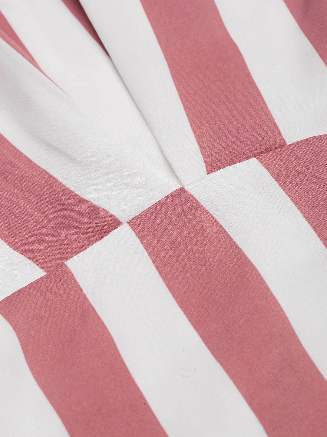 Women's Mauve Striped V-Neck Flared Sleeves A-Line Midi Dress