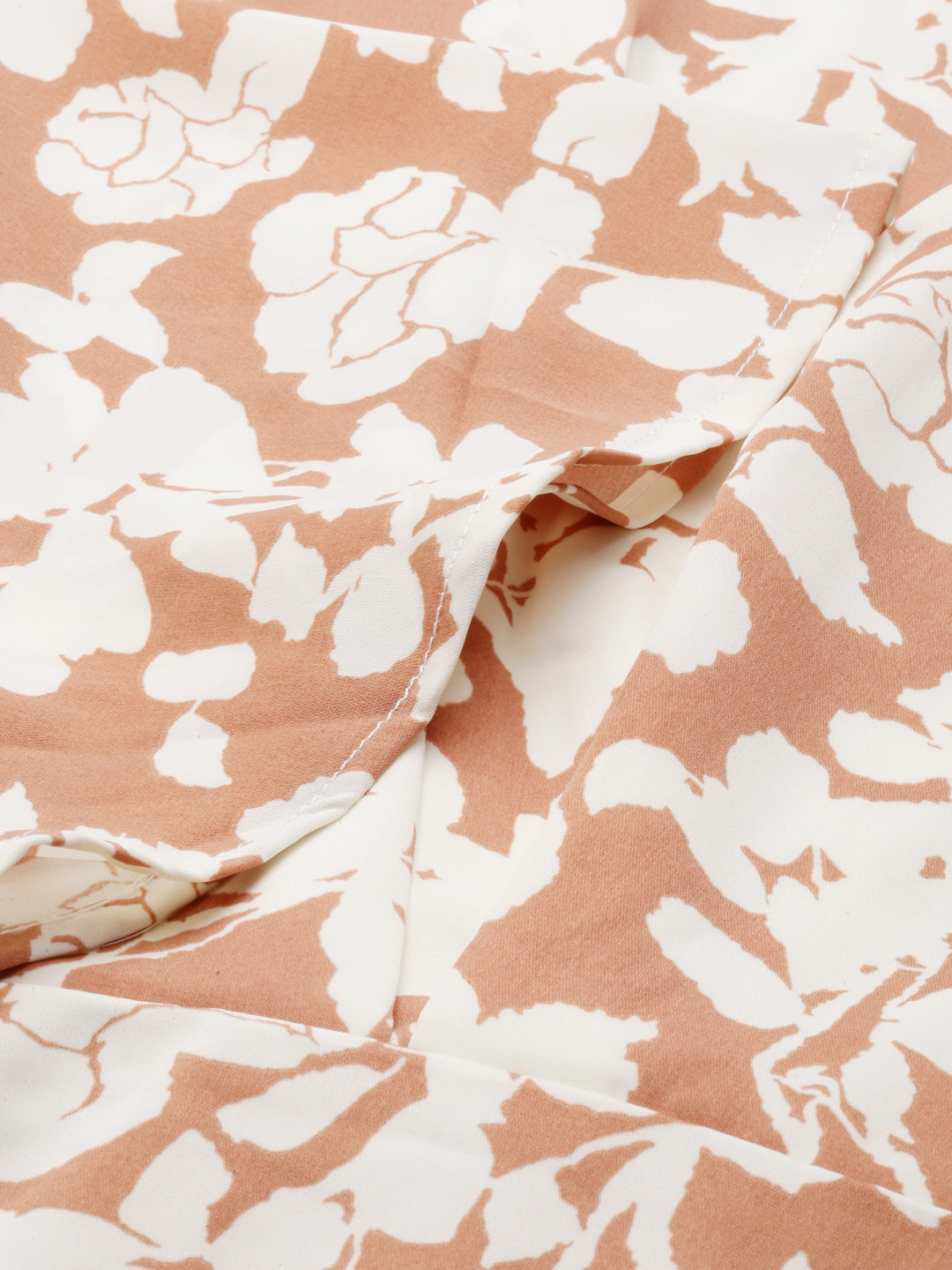 Women's Rust Floral Printed V-Neck Flared Sleeve Kaftan Dress