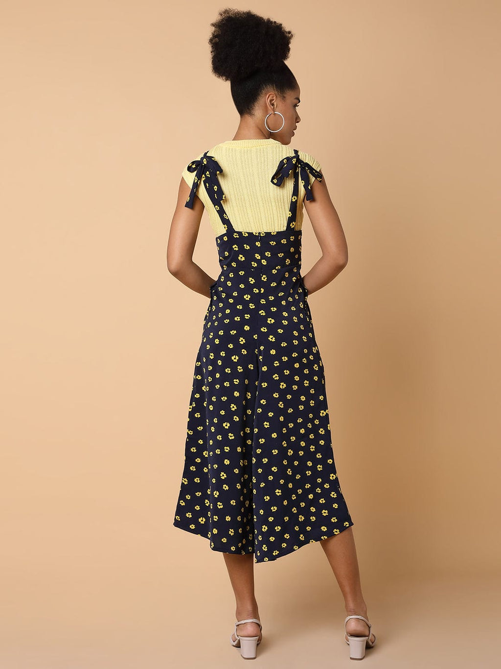 Women's Printed Navy Blue Capri Jumpsuit