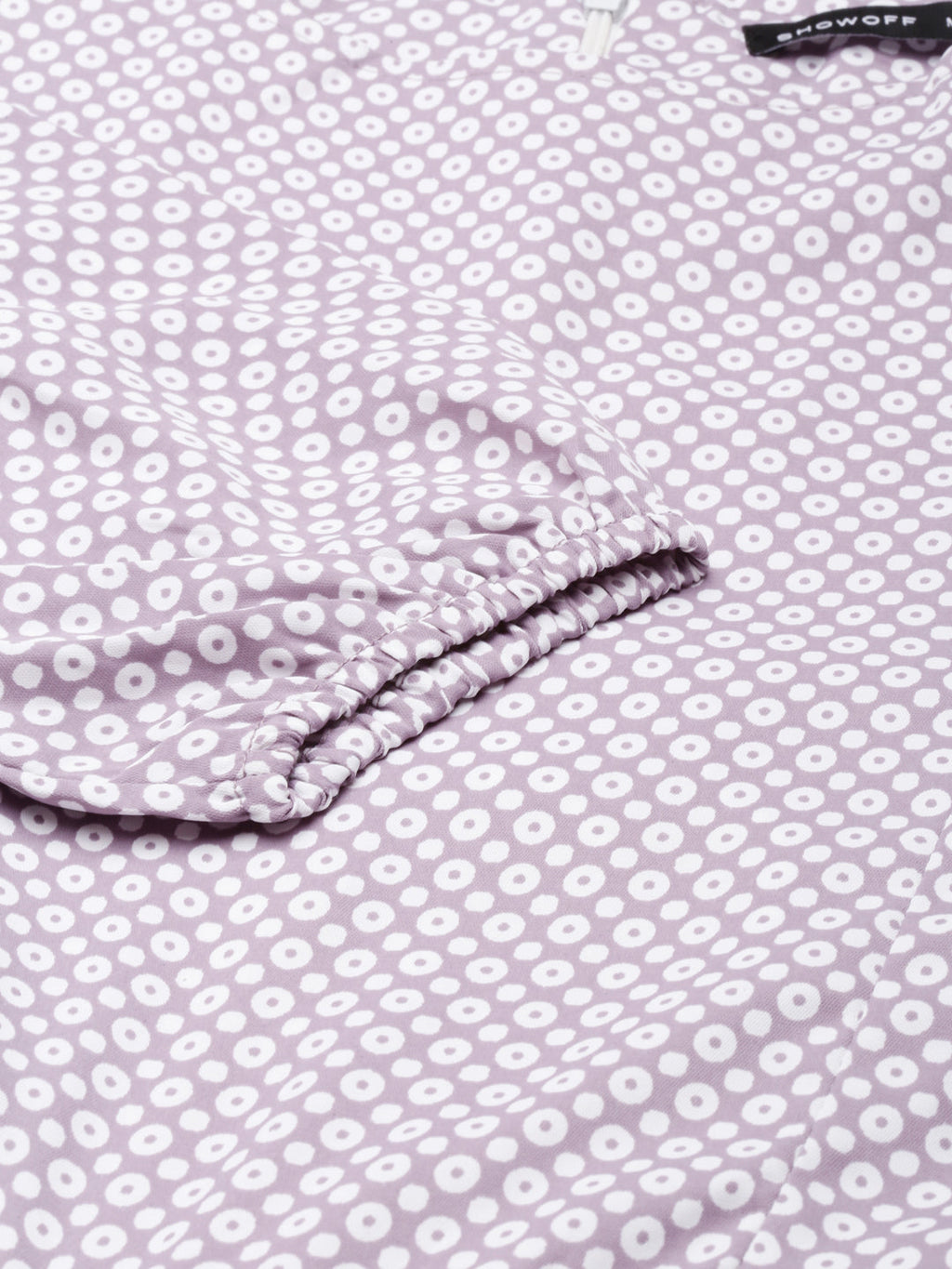 Women's Taupe Printed Puff Sleeves Cotton Basic Jumpsuit