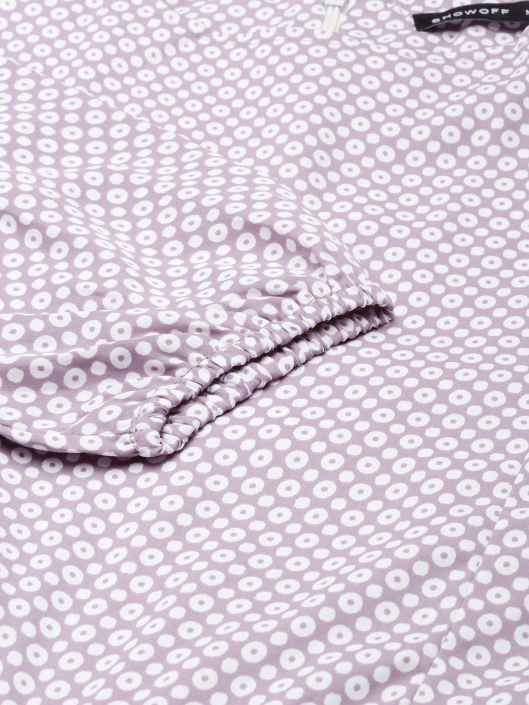 Women's Taupe Printed Puff Sleeves Cotton Basic Jumpsuit