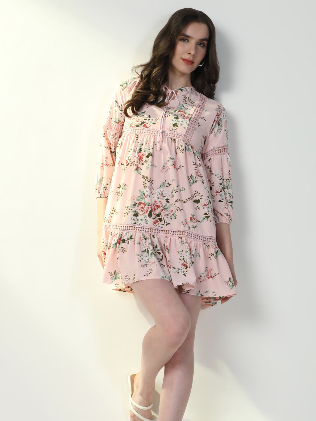 Women's Floral Pink A-Line Dress