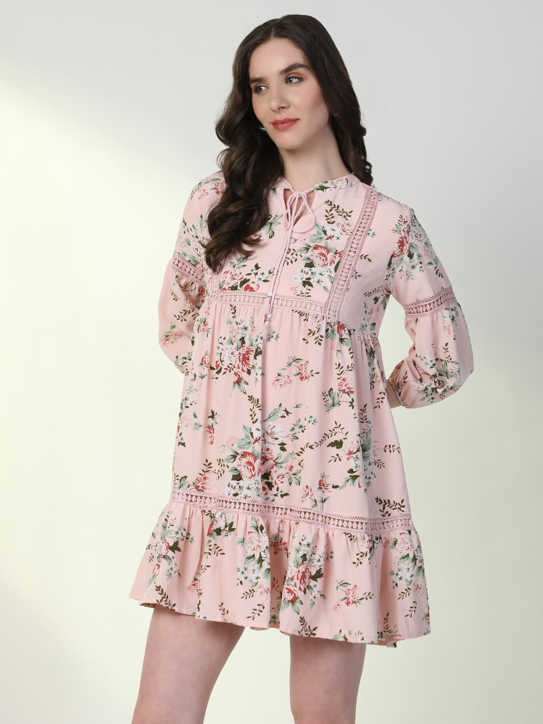 Women's Floral Pink A-Line Dress