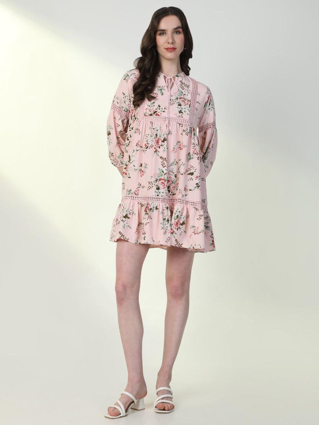 Women's Floral Pink A-Line Dress