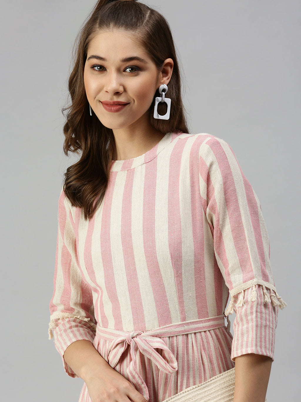 Women's Off White Organic Cotton A-Line Layered Dress