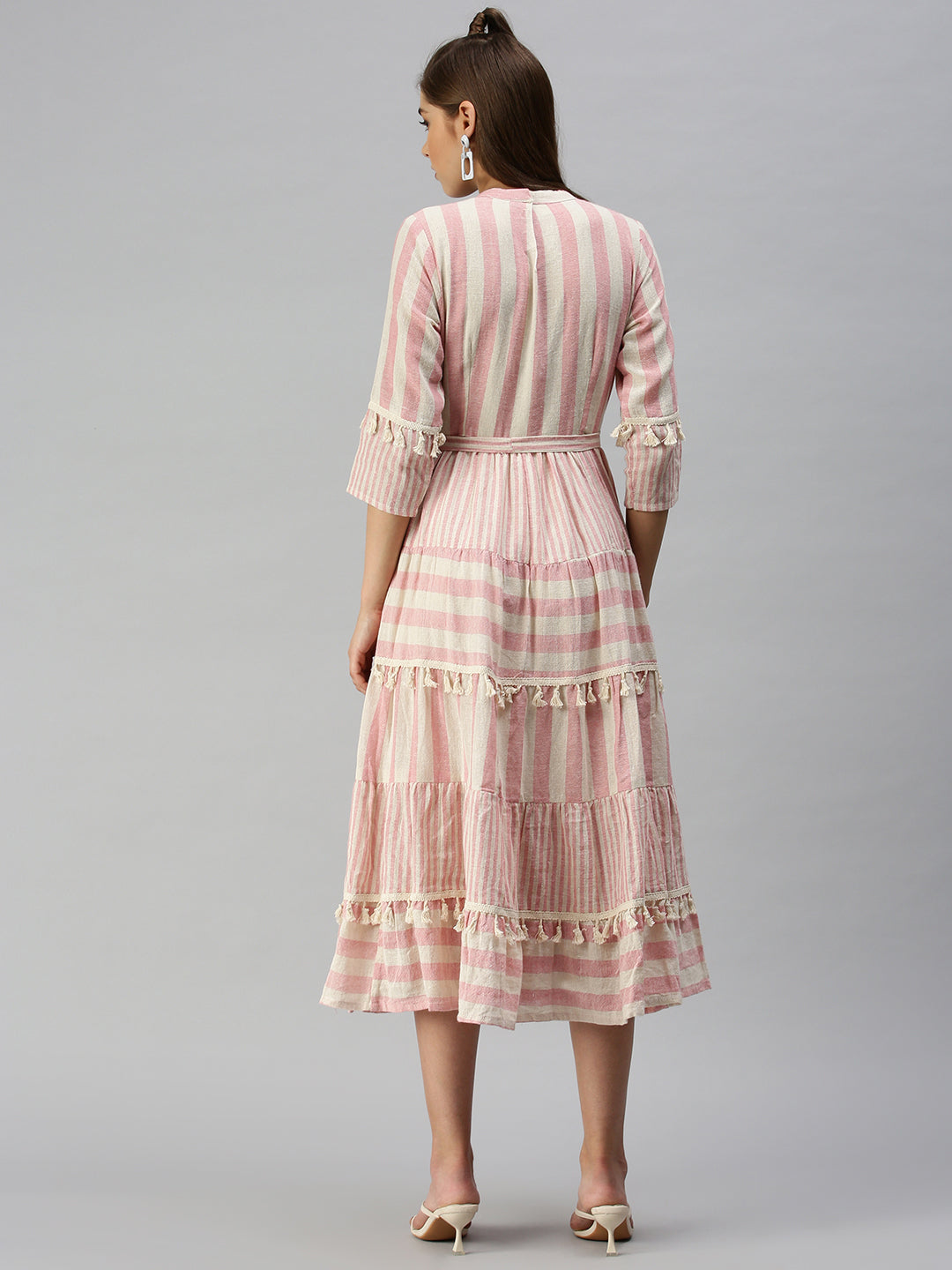 Women's Off White Organic Cotton A-Line Layered Dress