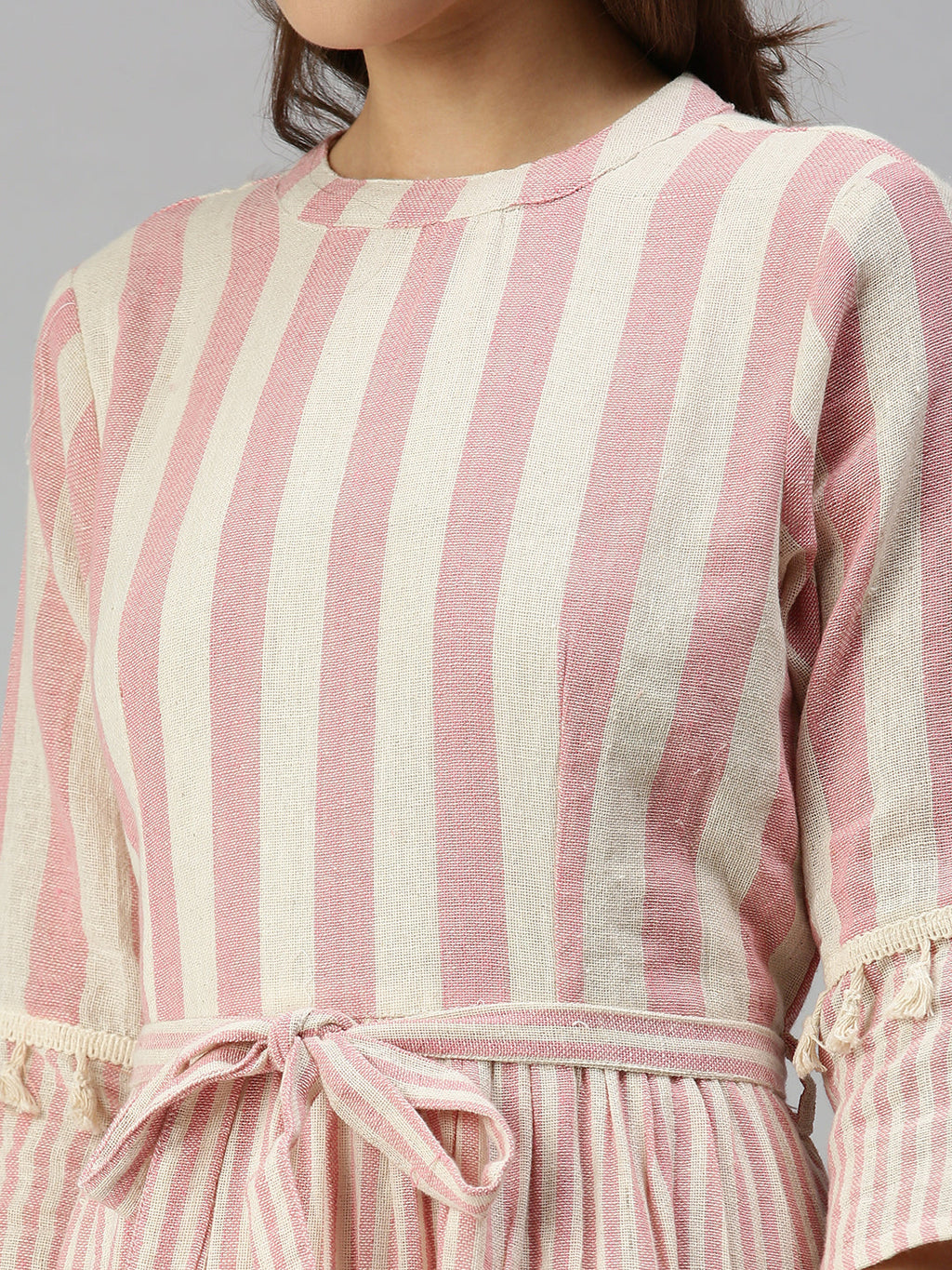 Women's Off White Organic Cotton A-Line Layered Dress