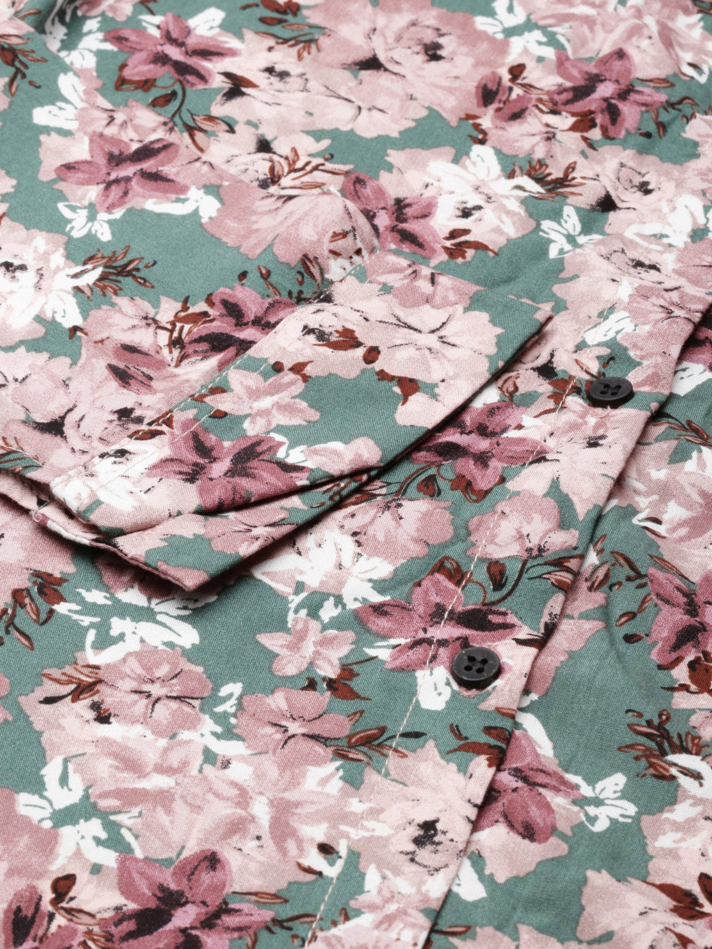 Women's Green Floral Printed Shirt Dress