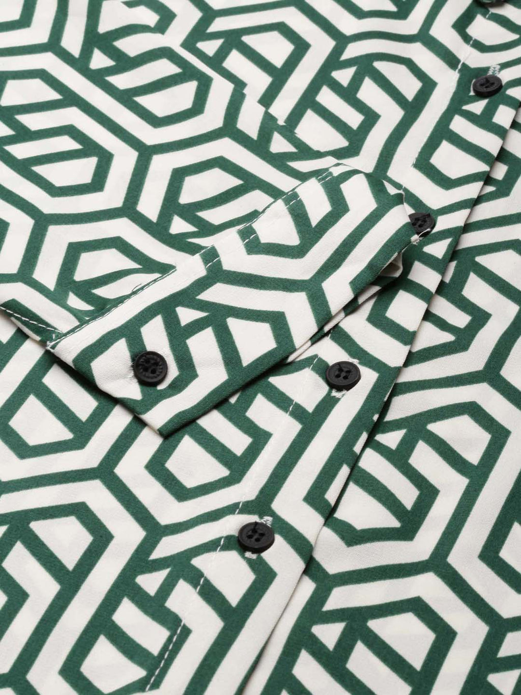 Women's Cream Geometric Printed Shirt Collar Georgette Mini Shirt Dress