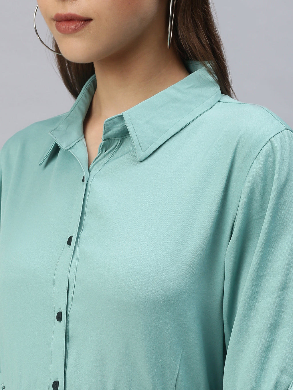 Women's Green Shirt Midi Dress
