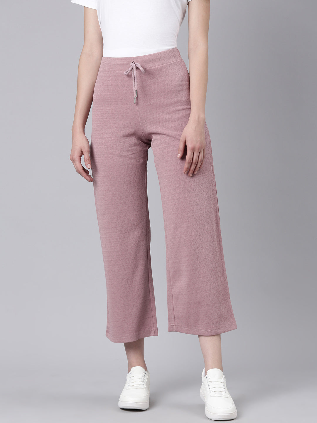 Women's Mauve Straight Fit Cropped Parallel Trousers