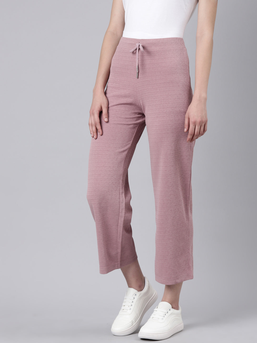 Women's Mauve Straight Fit Cropped Parallel Trousers