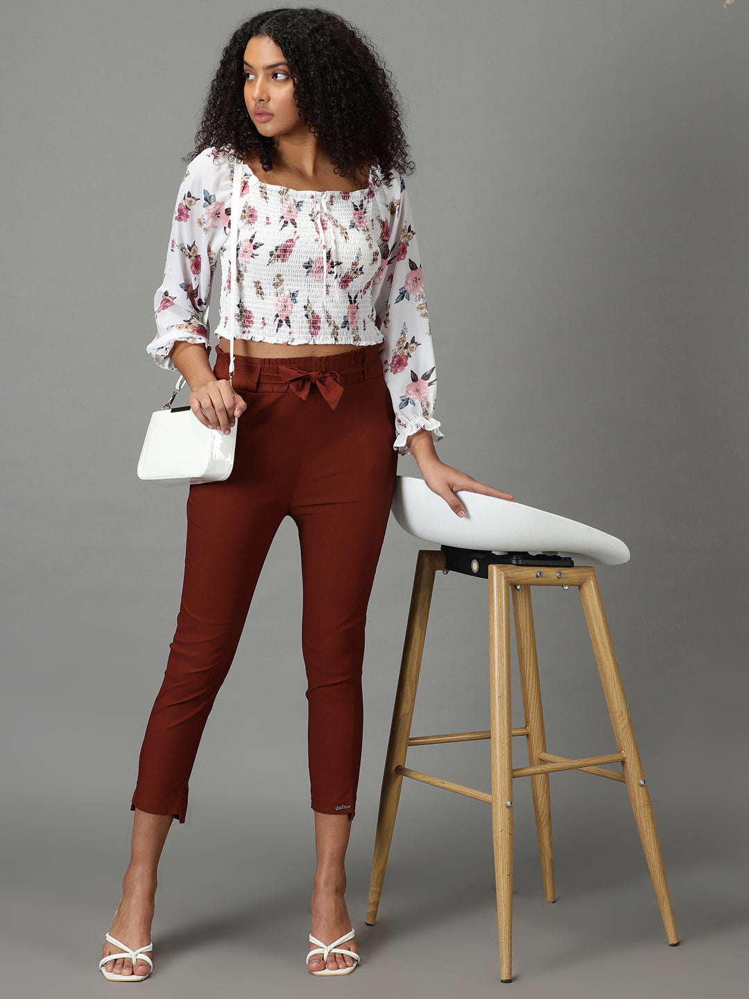 Women's Rust Slim Fit High-Rise Trousers