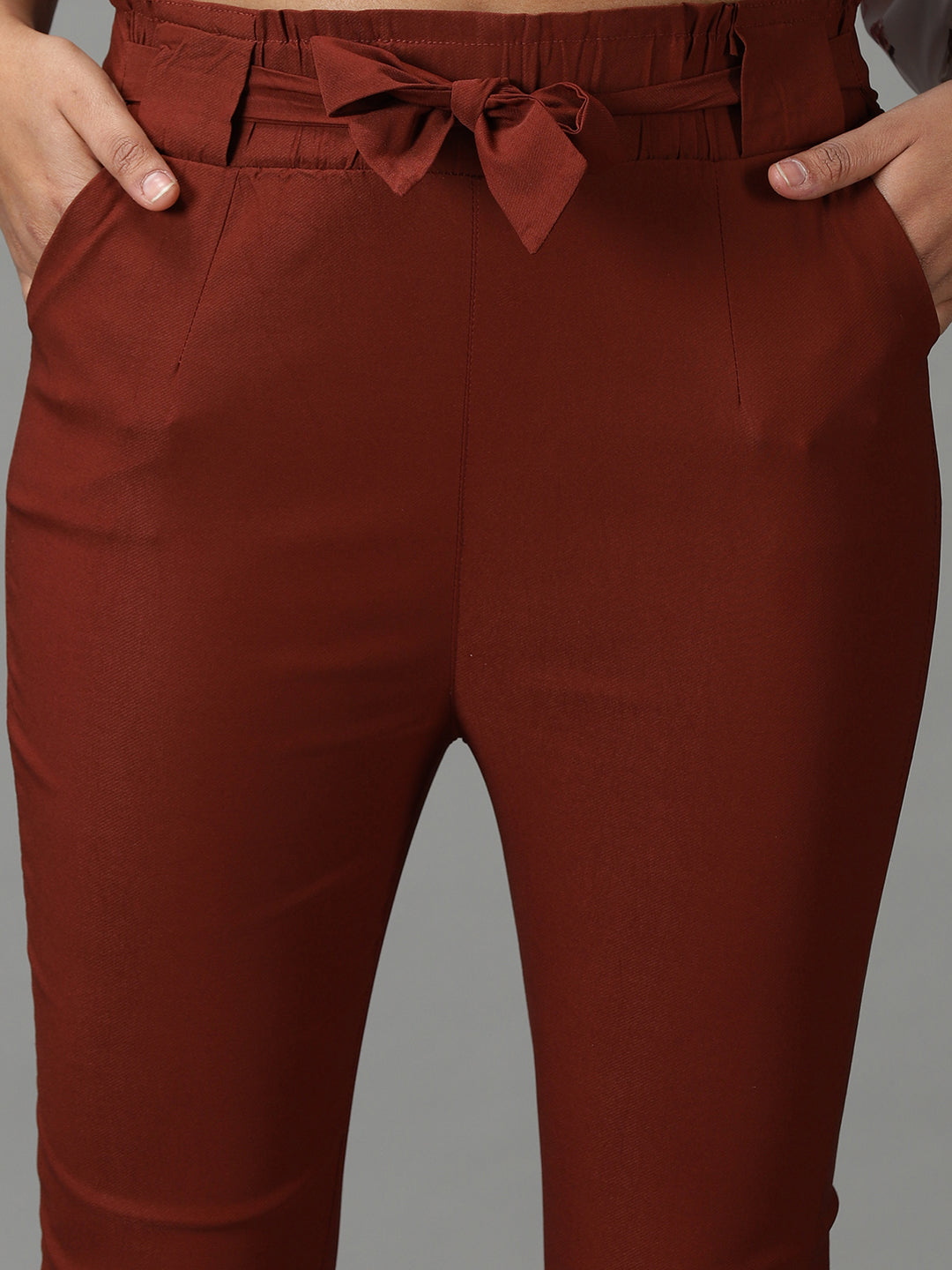 Women's Rust Slim Fit High-Rise Trousers