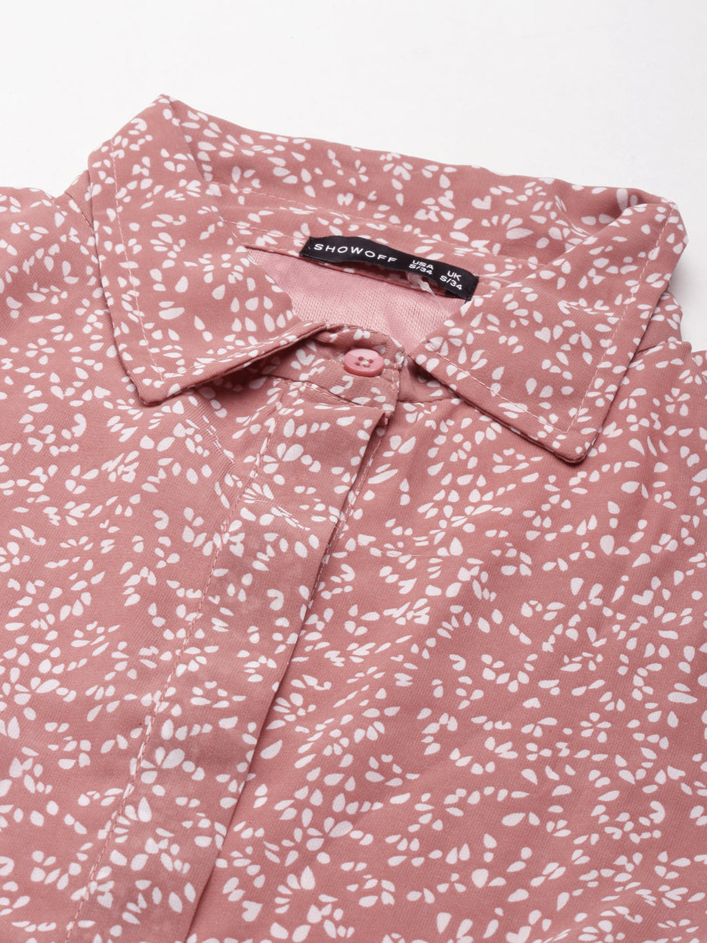 Women's Mauve Shirt Collar Cuffed Sleeves Tie-Ups Shirt Style Crop Top