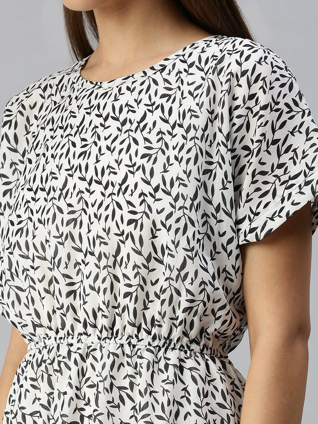 Women's Self Design A-Line White Dress