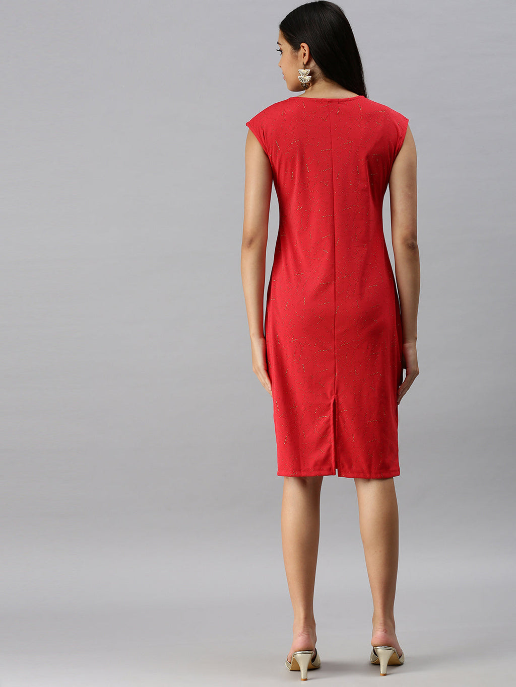 Women's Red Abstract Printed Sheath Dress