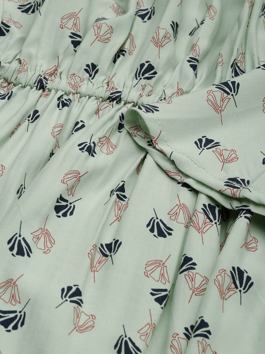 Women's Green Floral Printed Off-Shoulder Fit & Flare Dress