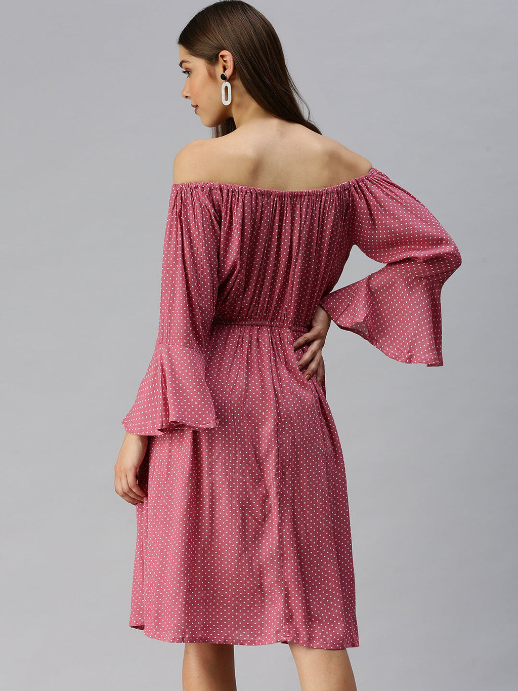 Women's Pink Off-Shoulder Dress