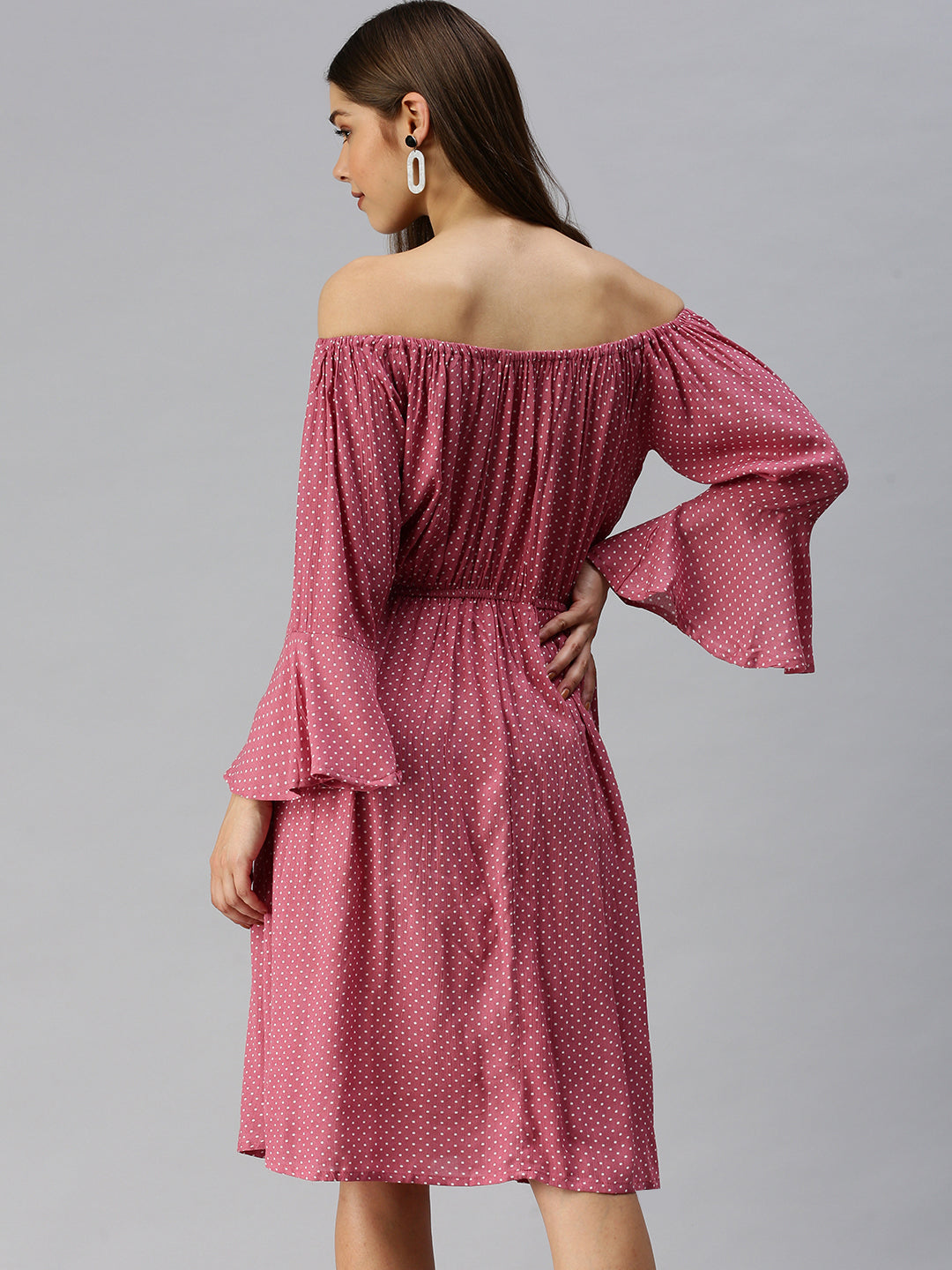 Women's Pink Off-Shoulder Dress