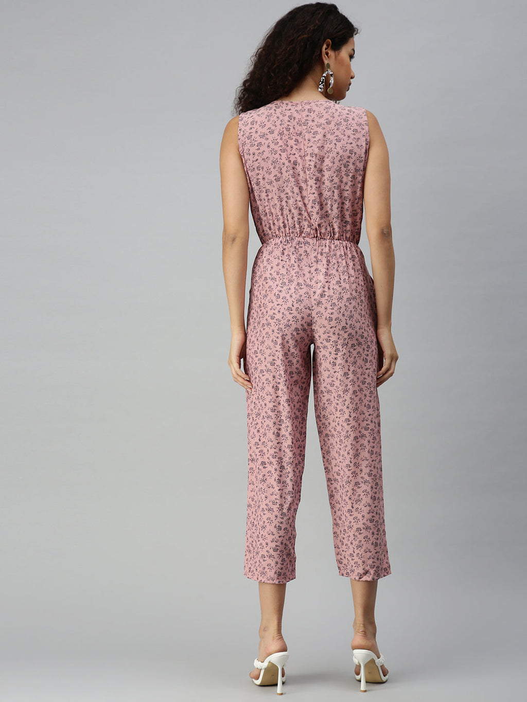 Women's Mauve Printed Basic Jumpsuit
