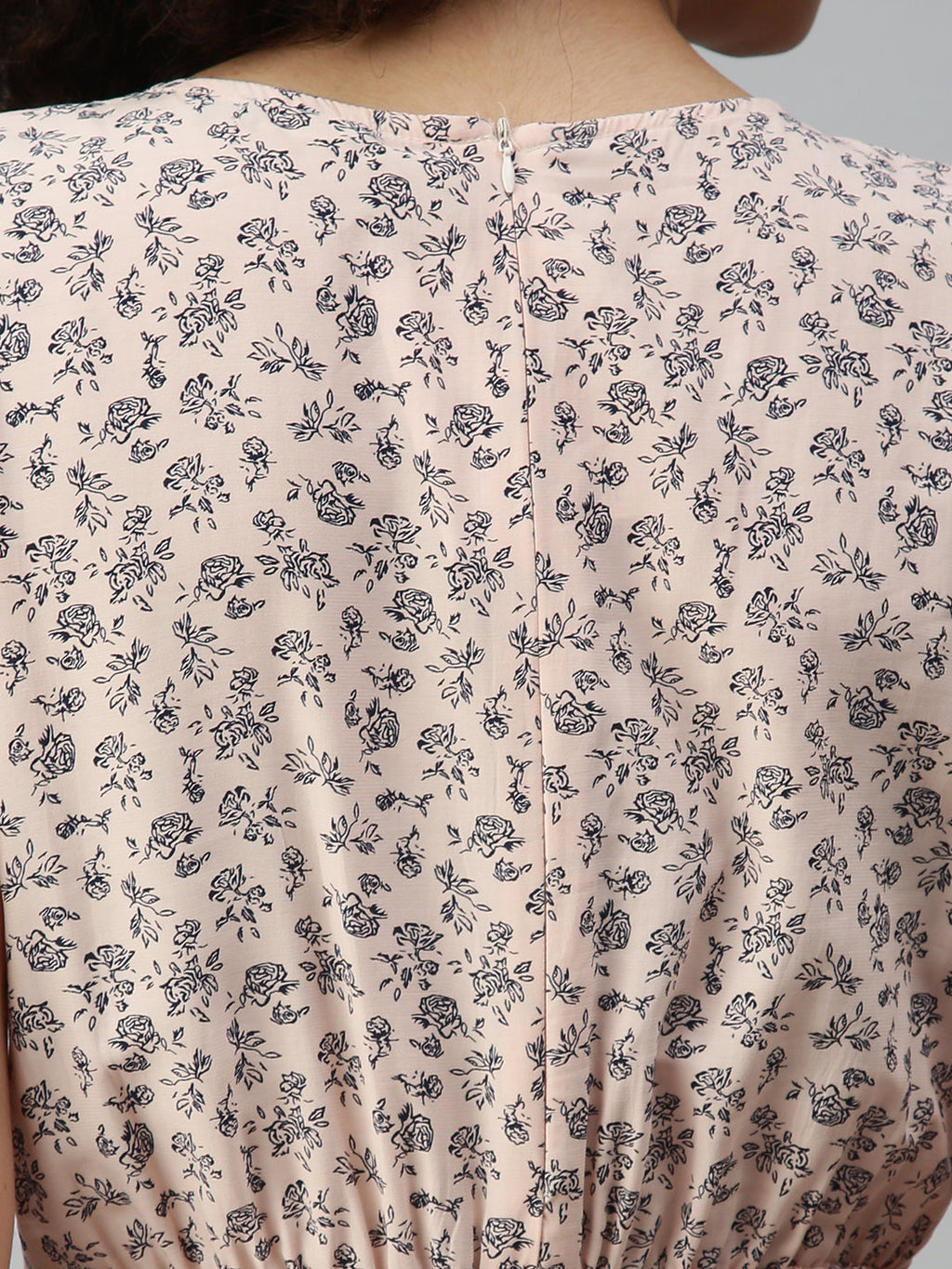 Women's Peach Printed Basic Jumpsuit