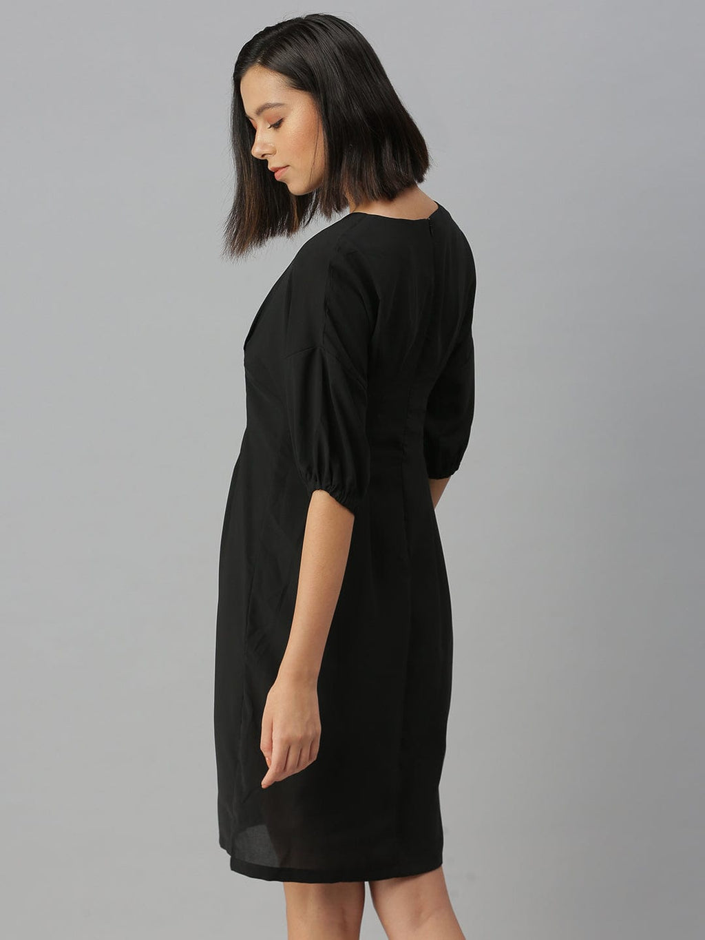 Women's Black Crepe A-Line Dress