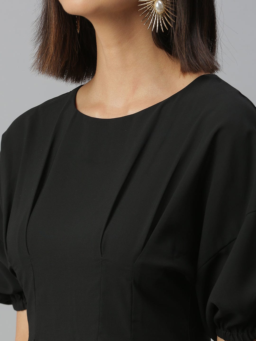 Women's Black Crepe A-Line Dress