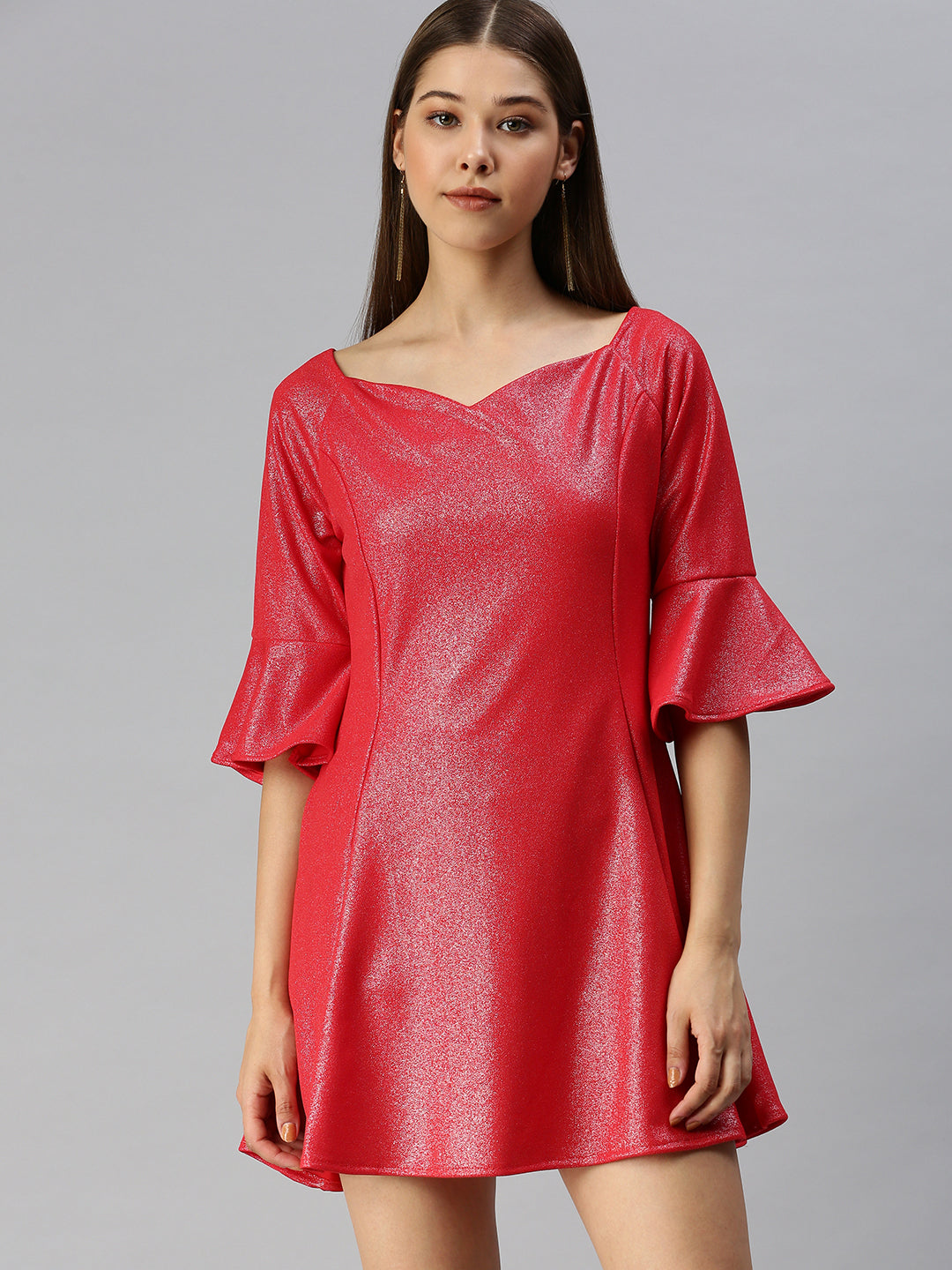 Women's Red Scuba A-Line Dress