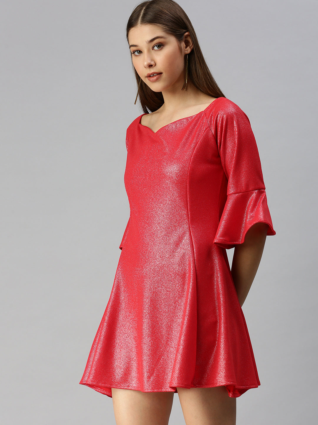 Women's Red Scuba A-Line Dress