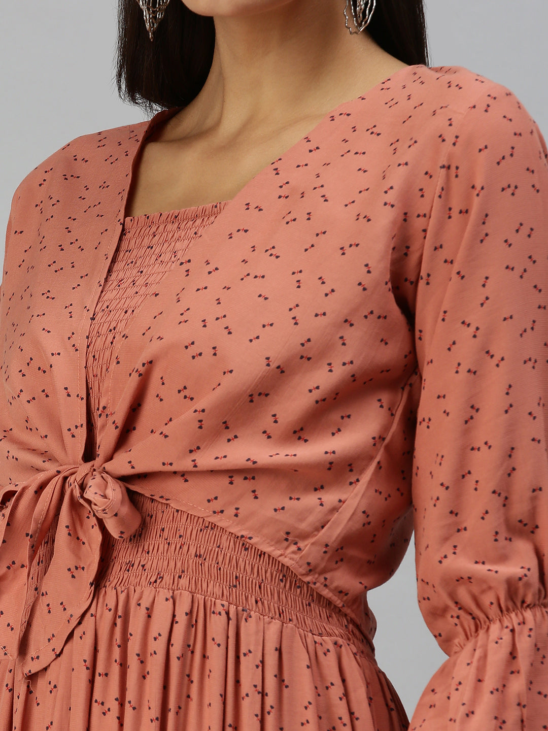 Women's Brown Crepe Maxi Midi Dress