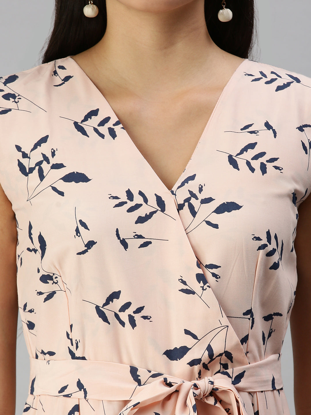 Women's Peach Printed Culotte Jumpsuit