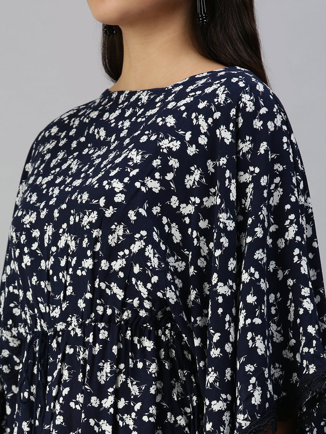Women's Navy Blue Floral A-Line Dress