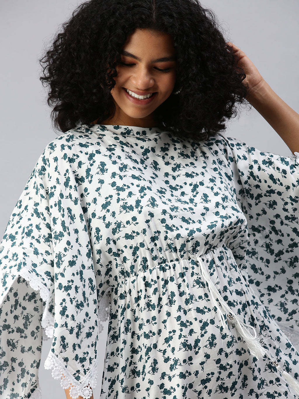 Women's White Floral A-Line Dress