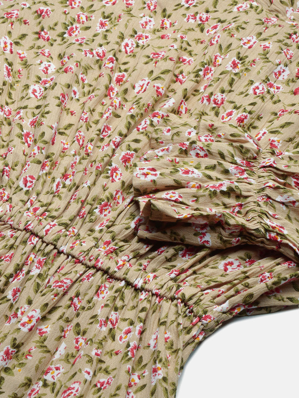 Women's Beige Floral Crepe Midi Dress