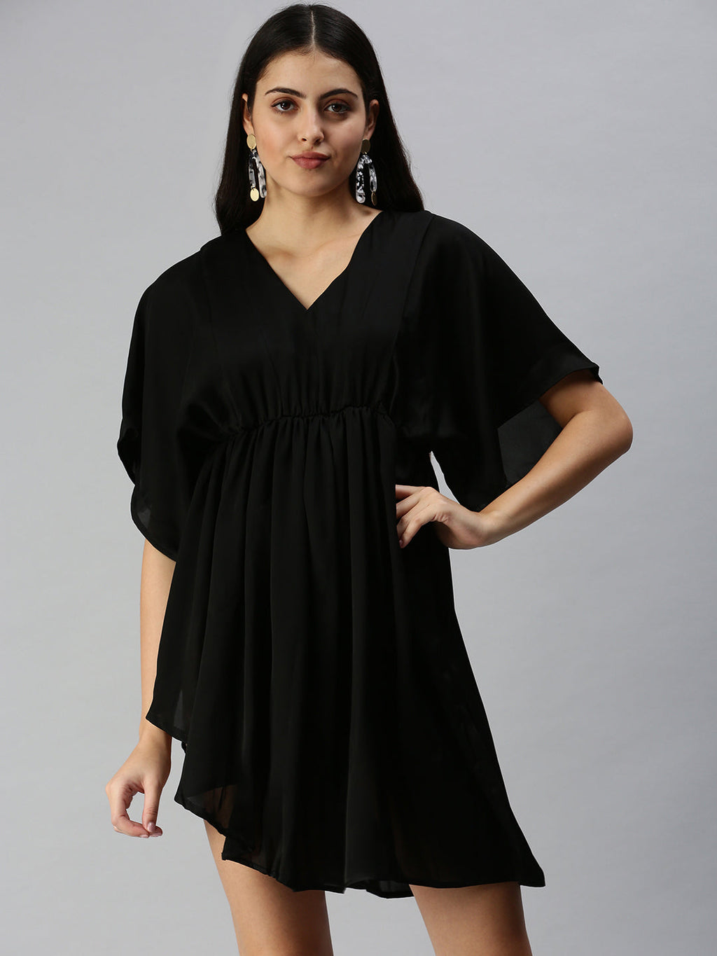 Women's Black Crepe Empire Dress