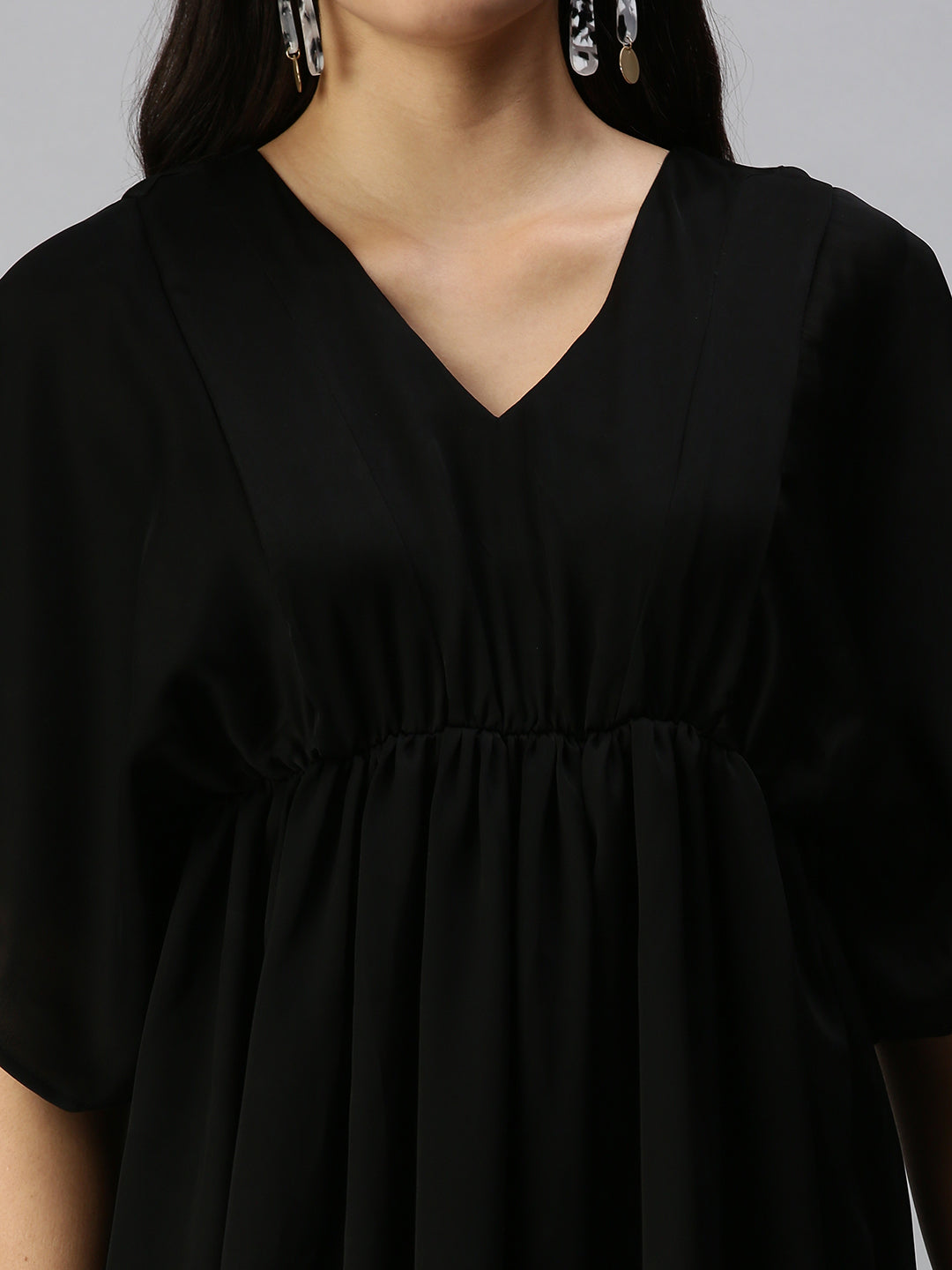 Women's Black Crepe Empire Dress