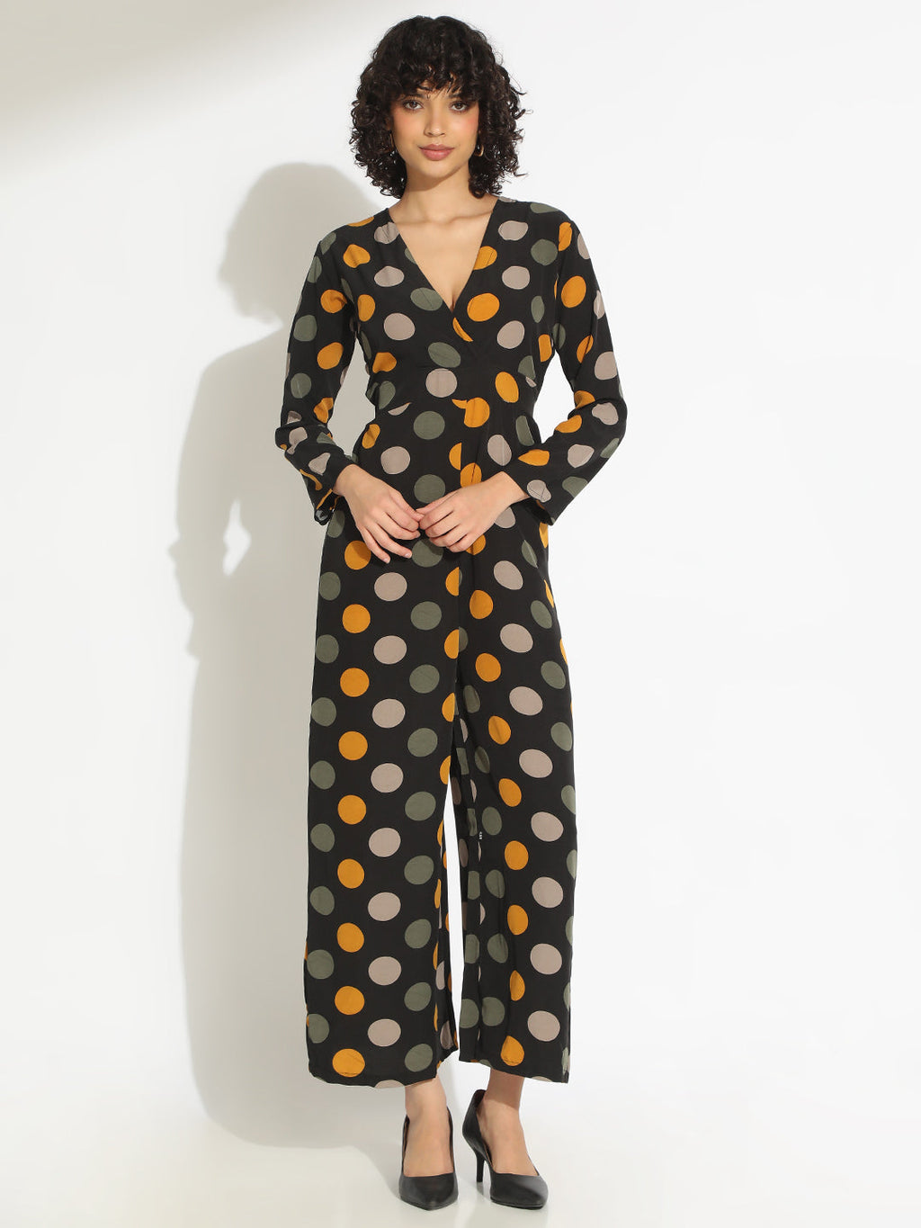Women's Black Polka Dot Jumpsuit