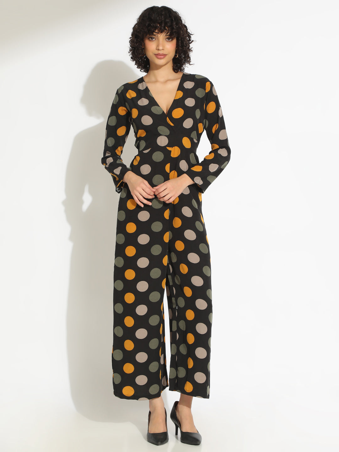 Women's Black Polka Dot Jumpsuit