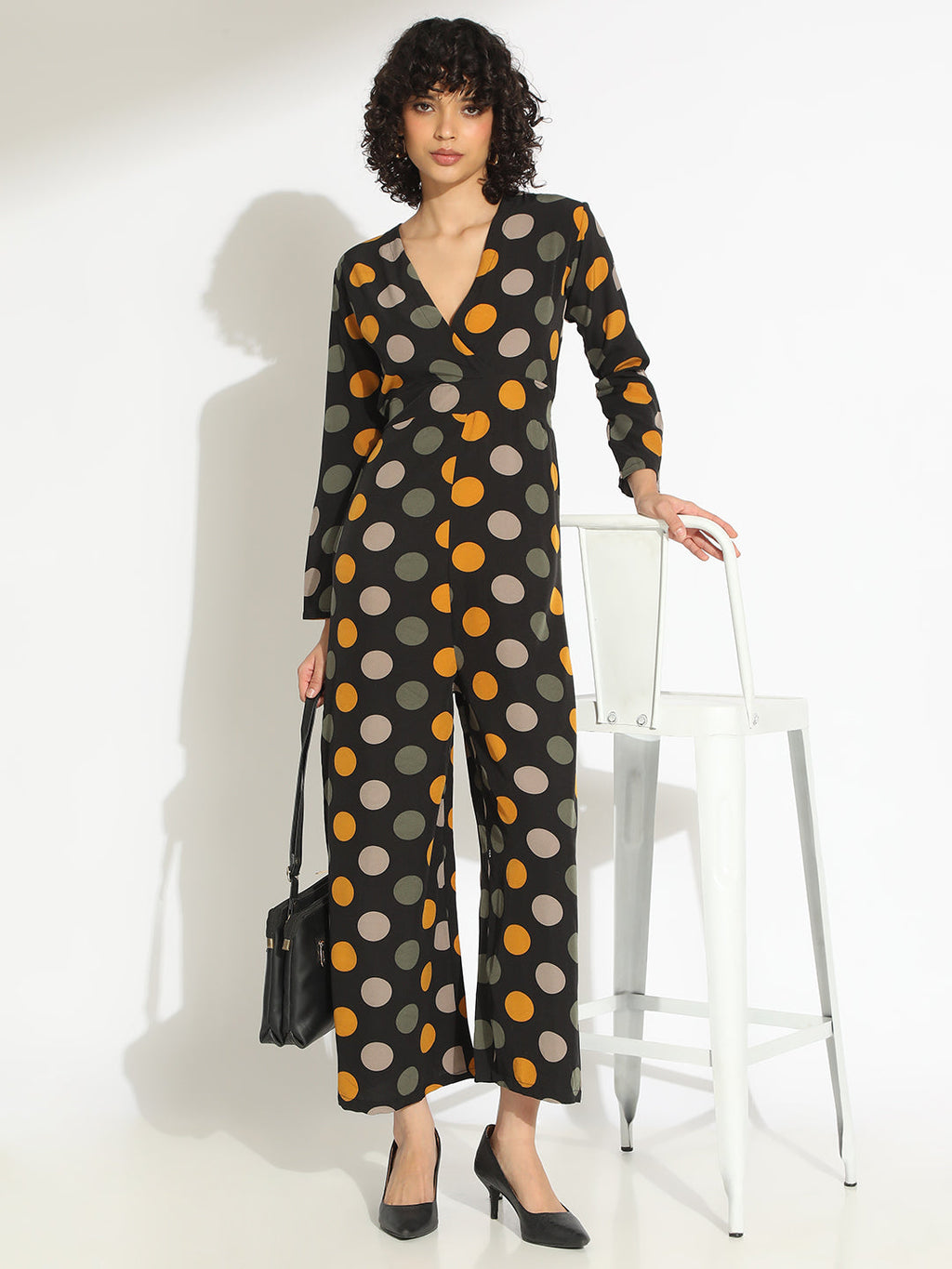 Women's Black Polka Dot Jumpsuit