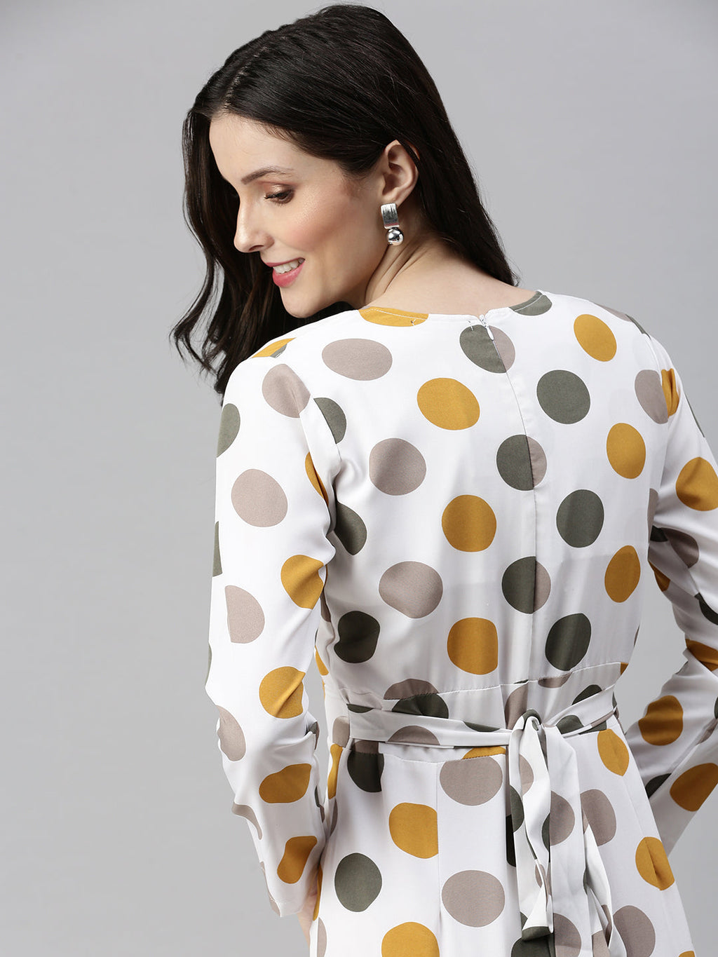 Women's Off White Printed Basic Jumpsuit