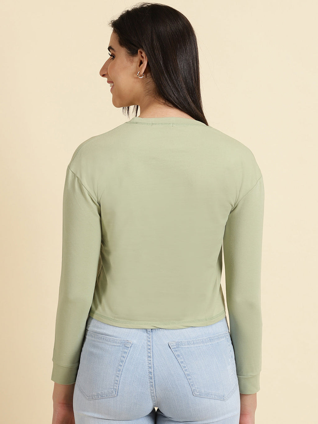 Women's Sea Green Printed Round Neck Top