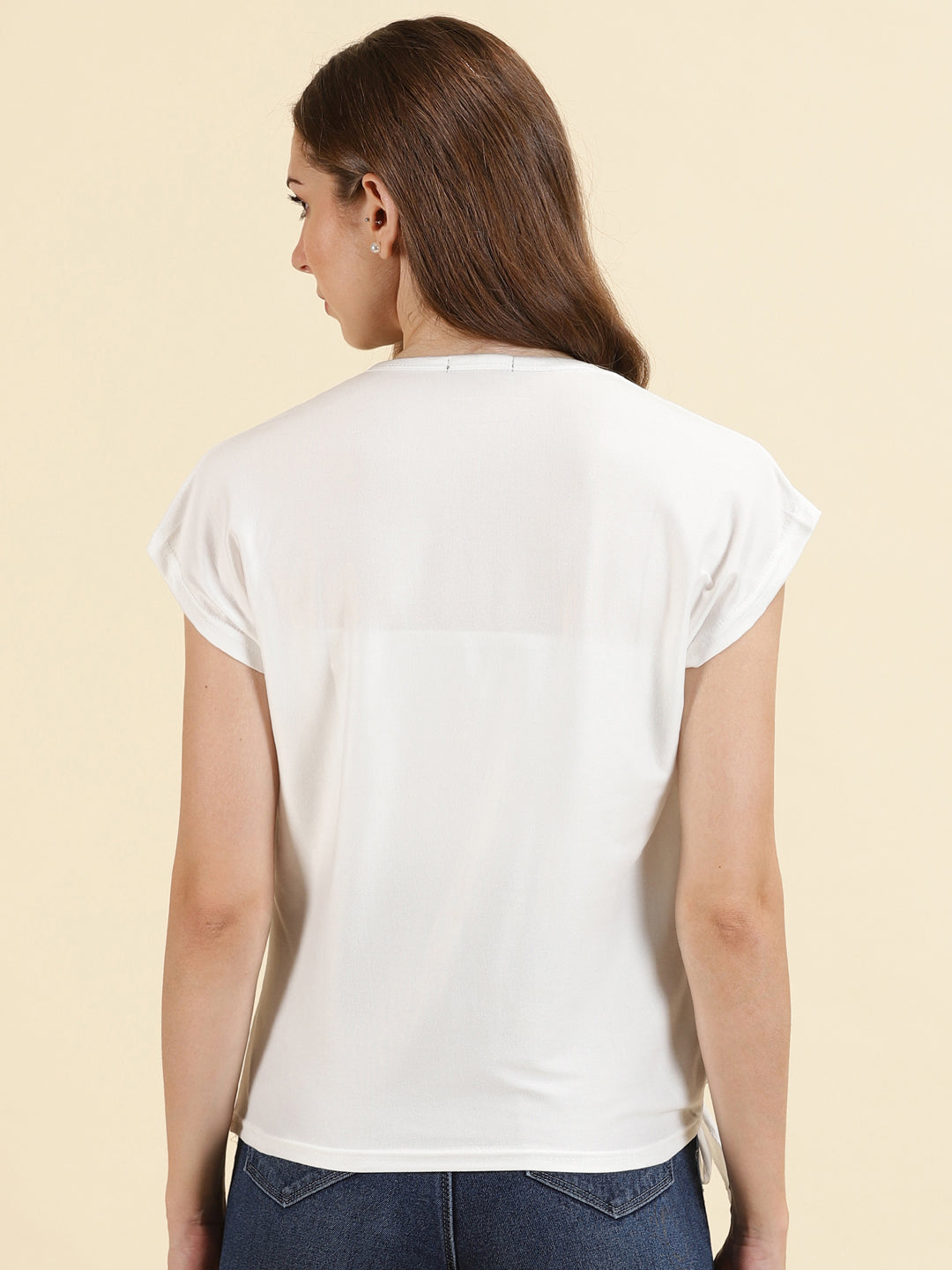 Women's White Conversational Printed Regular Top